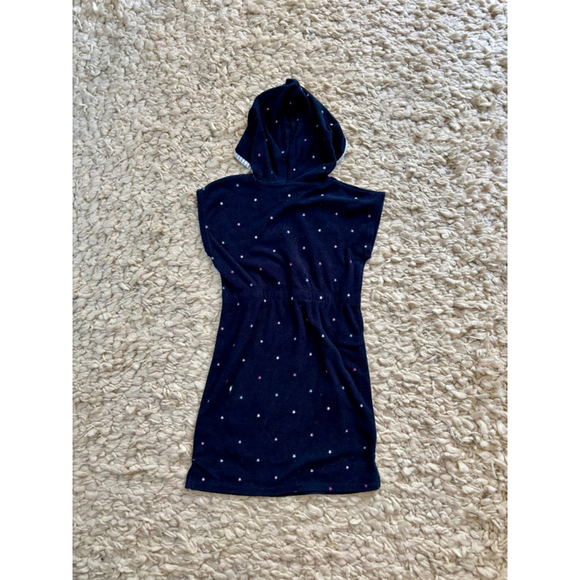 Girls Crown & Ivy Kids Navy Star Print Hooded Swim Coverup Size 6 - Picture 2 of 7